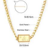 Square Christmas Tree Pendant Necklace 45+5cm Gold Color