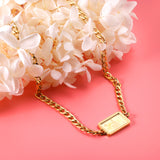 Square Christmas Tree Pendant Necklace 45+5cm Gold Color