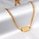 Square Christmas Tree Pendant Necklace 45+5cm Gold Color