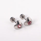 12 pairs 7mm steel/golden heart mix/white diamond screw plugs