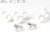 12 pairs Pop earplug rainbow stud earrings steel color/golden color