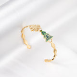 Golden green tree hard bracelet