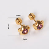 12 pairs 7mm Gold/Steel Plum White/Black Diamond Screw Plugs