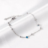 3 blue eyeballs + 7 steel beads bracelet 18+3cm