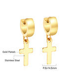 4*12mm Curved Clasp 8*15mm Cross Earrings Gold Color