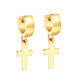 4*12mm Curved Clasp 8*15mm Cross Earrings Gold Color