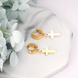 4*12mm Curved Clasp 8*15mm Cross Earrings Gold Color