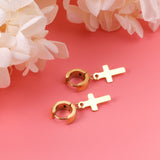 4*12mm Curved Clasp 8*15mm Cross Earrings Gold Color