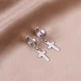 4*12mm Curved Clasp 8*15mm Cross Earrings Gold Color