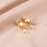 4*12mm Flat Clasp 7*12mm Cross Earrings