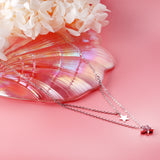 1 glossy star + 1 pink diamond star pendant + double chain 40+15+5cm