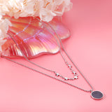 5 stars + round black oil drop pendant + double chain 45+40+5cm