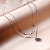 5 stars + round black oil drop pendant + double chain 45+40+5cm