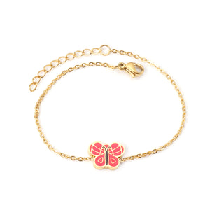 Butterfly Drip Oil 18+3cm Bracelet Gold Color