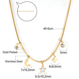 2 round diamonds + 1 moon + 1 star + 1 diamond accessories pendant necklace 40+5cm