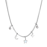 2 round diamonds + 1 moon + 1 star + 1 diamond accessories pendant necklace 40+5cm