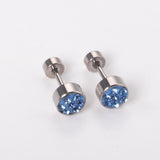 6mm Cylindrical Mixed Color Clay Drill Screw In Earrings