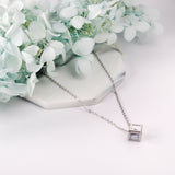 Square Pendant Necklace with Diamonds 40+5cm Steel Color