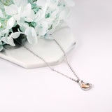 Swan with white & mixed color diamonds pendant necklace 45+5cm steel color