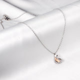 Swan with white & mixed color diamonds pendant necklace 45+5cm steel color