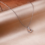 Swan with white & mixed color diamonds pendant necklace 45+5cm steel color