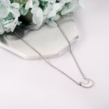 Moon with white shell pendant necklace 45+5cm steel color