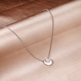 Moon with white shell pendant necklace 45+5cm steel color