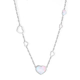 4 small and large hearts + 2 small and large hearts with shell pendant necklace 45+5cm steel color