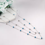 21 Blue Eye Beads Pendant Double Necklace 45+40+5cm Steel Color