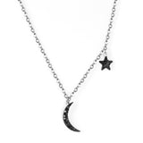 5 Stars + Round + Moon Accessories Pendant Triple Chain 48+43+35+5cm Steel Color