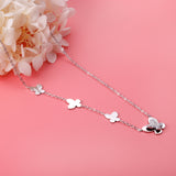 4 Butterfly Accessories Pendant Necklace with Diamonds 45+5cm Steel Color