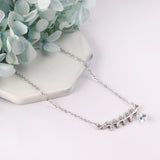 Leaves with diamonds pendant necklace 40+5cm steel color