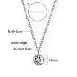 Round pendant necklace with diamonds 40+5cm steel color