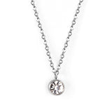 Round pendant necklace with diamonds 40+5cm steel color