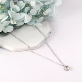 Round pendant necklace with diamonds 40+5cm steel color