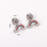 12 pairs Pop earplug rainbow stud earrings steel color/golden color