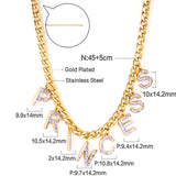 PRINCESS pendant with diamonds necklace 45+5cm gold color