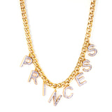 PRINCESS pendant with diamonds necklace 45+5cm gold color