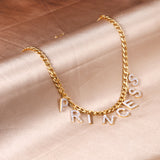 PRINCESS pendant with diamonds necklace 45+5cm gold color