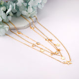 5 stars with diamonds + 3 stars + 4 diamonds + big star accessory pendant triple chain 50+42+40+5cm gold color