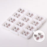 12 pairs 6.5mm Steel Flower Pink Clapper Plug Earrings