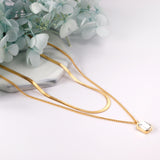 Chain + Diamond Pendant Double Chain 43+40+5cm Golden