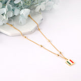 Steel beads + square mixed color pendant necklace 45+5cm gold