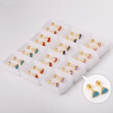 12 pairs 6.5mm*5.5mm Steel / Goldtone Heart Mixed Color Screwback Stud Earrings