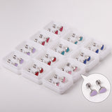 12 pairs 6.5mm*5.5mm Steel / Goldtone Heart Mixed Color Screwback Stud Earrings