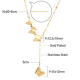 4 Butterfly Accessories Pendant Necklace 40+5cm Gold Color