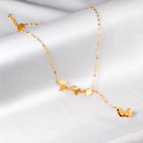 4 Butterfly Accessories Pendant Necklace 40+5cm Gold Color