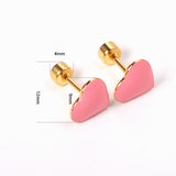 12 pairs / Gold / Steel Heart Mixed Color Screwback Earrings