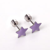 12 pairs steel/golden star ombre screwback stud earrings