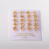 12 pairs Gold Cut Screw In Stud Earrings without Diamonds